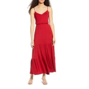 Red Tiered Maxi Dress sz XS
